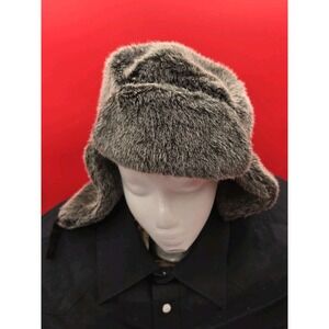 VTG Lake of the Isles Trapper Hat M/L Aviator Bomber Orange Quilted Faux Fur